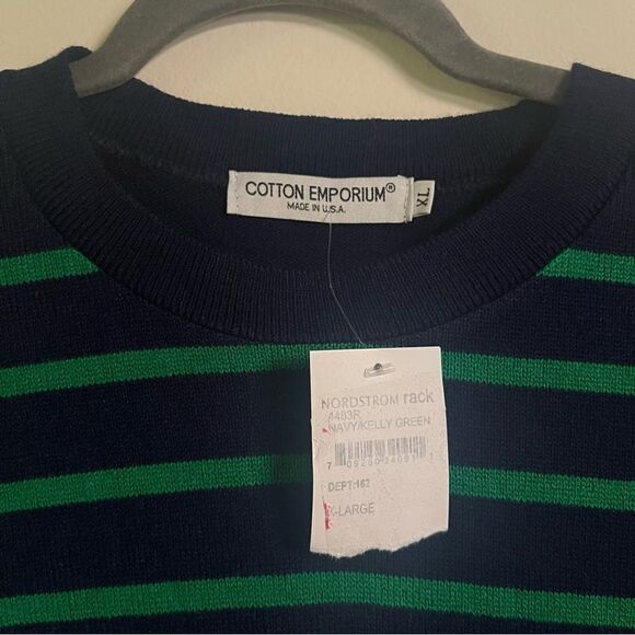 Cotton Emporium Striped Sweater Dress Navy/Green XL - Picture 4 of 5